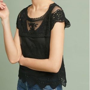 Anthropologie Black Lace Top
